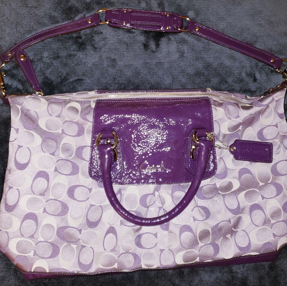 Purple Coach Ashley Sateen Satchel